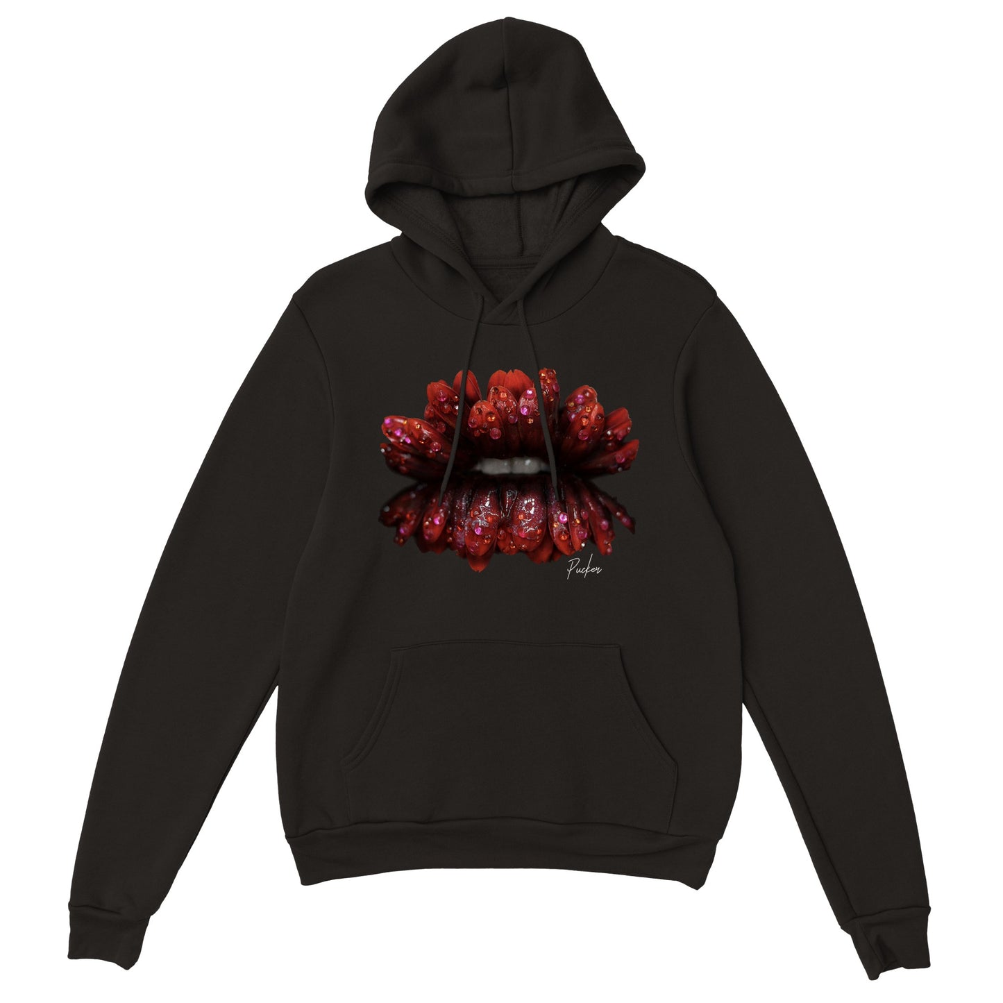 Petal Pout Pullover Hoodie - Black